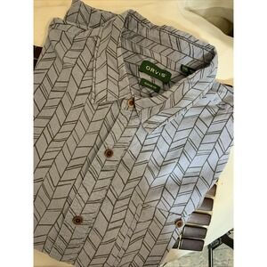 Orvis Mens Bark Shirt Button Up Shirt Sleeve‎ Blue Black Size 2Xl Cotton Collar